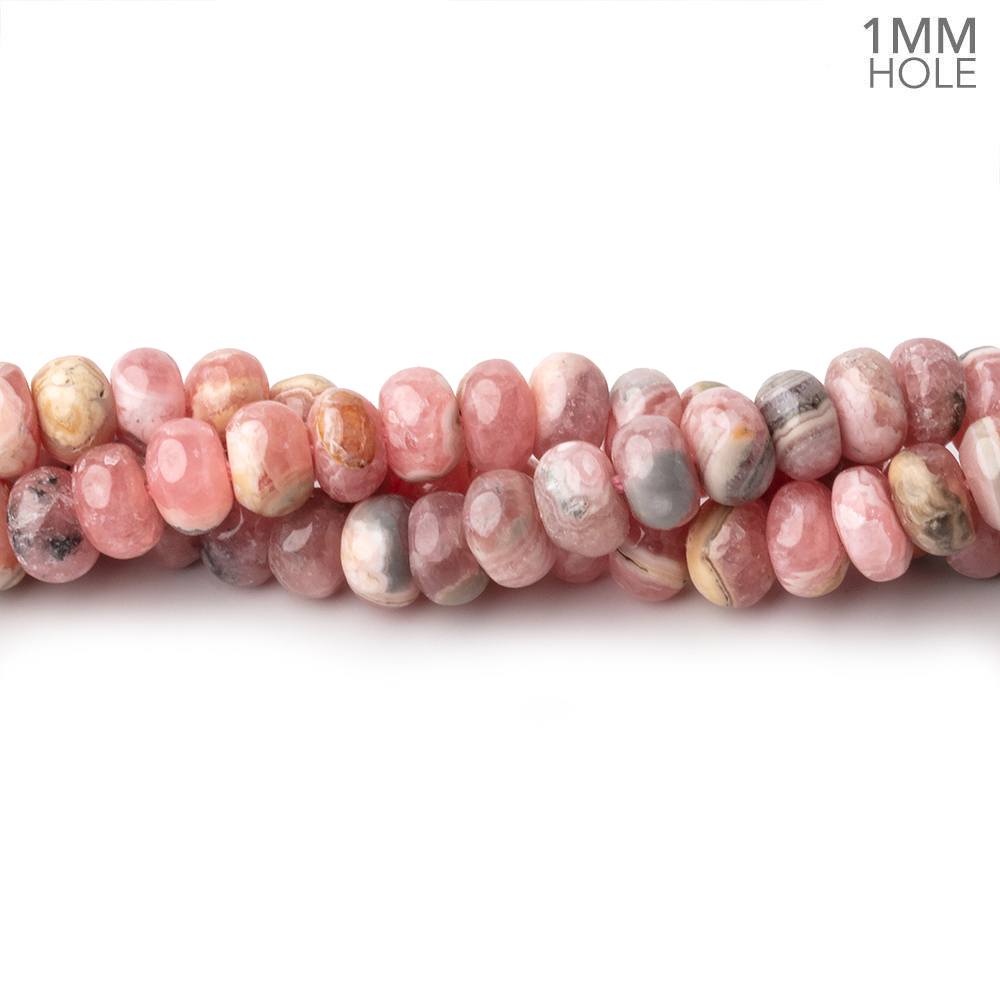 6mm Rhodochrosite Plain Rondelle Beads 16 inch 100 pieces 1mm hole - Beadsofcambay.com