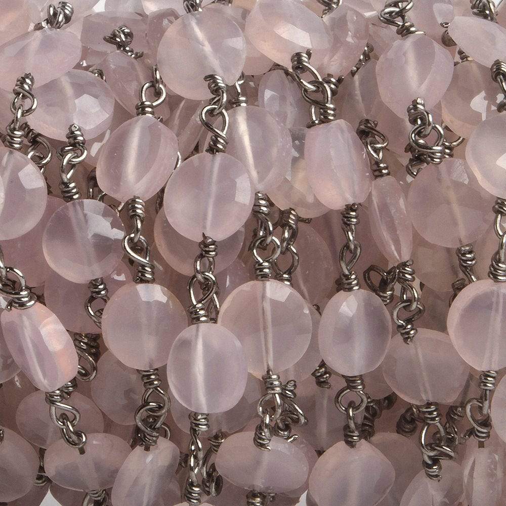 6mm Rose Chalcedony faceted coin Black Gold Chain by the foot 25 pieces - Beadsofcambay.com