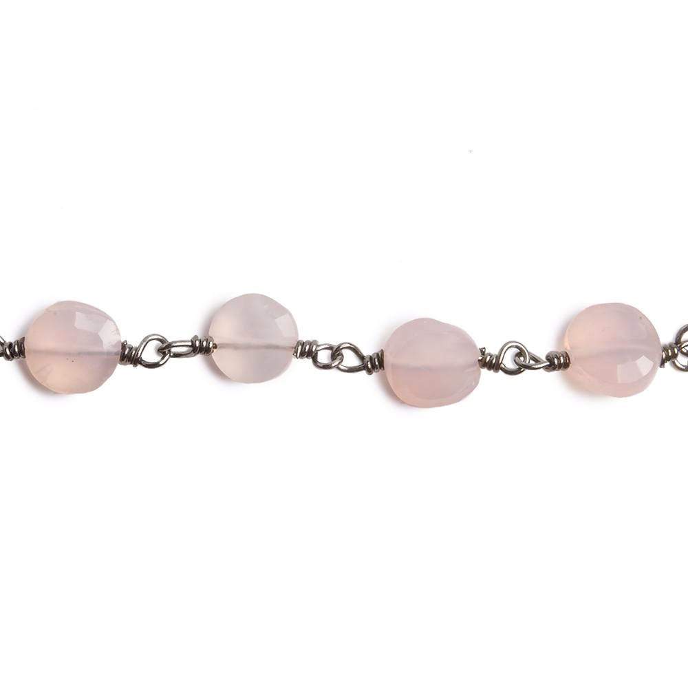 6mm Rose Chalcedony faceted coin Black Gold Chain by the foot 25 pieces - Beadsofcambay.com