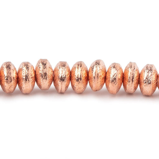 6mm Rose Gold Plated Copper Brushed Disc Beads 8 inch 63 pieces - Beadsofcambay.com