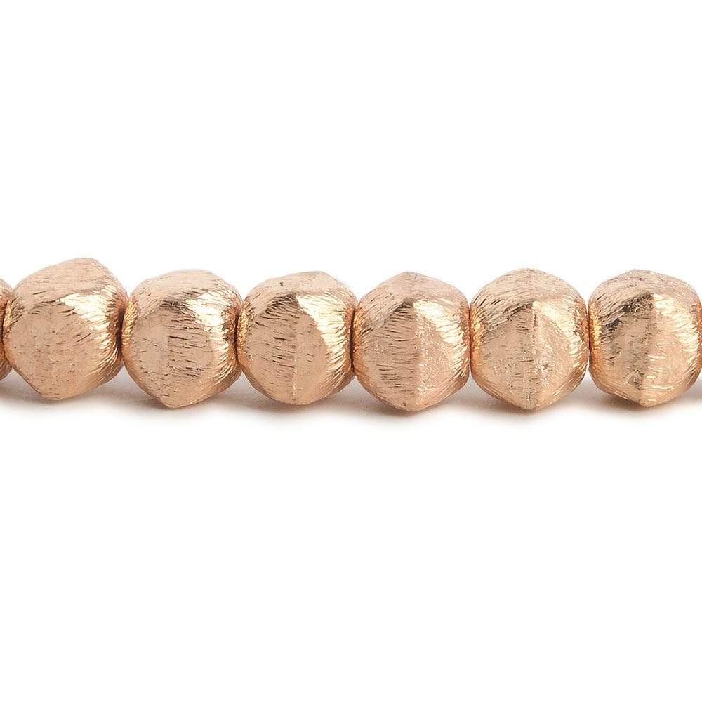 6mm Rose Gold plated Copper brushed faceted nuggets 8 inch 34 beads - Beadsofcambay.com