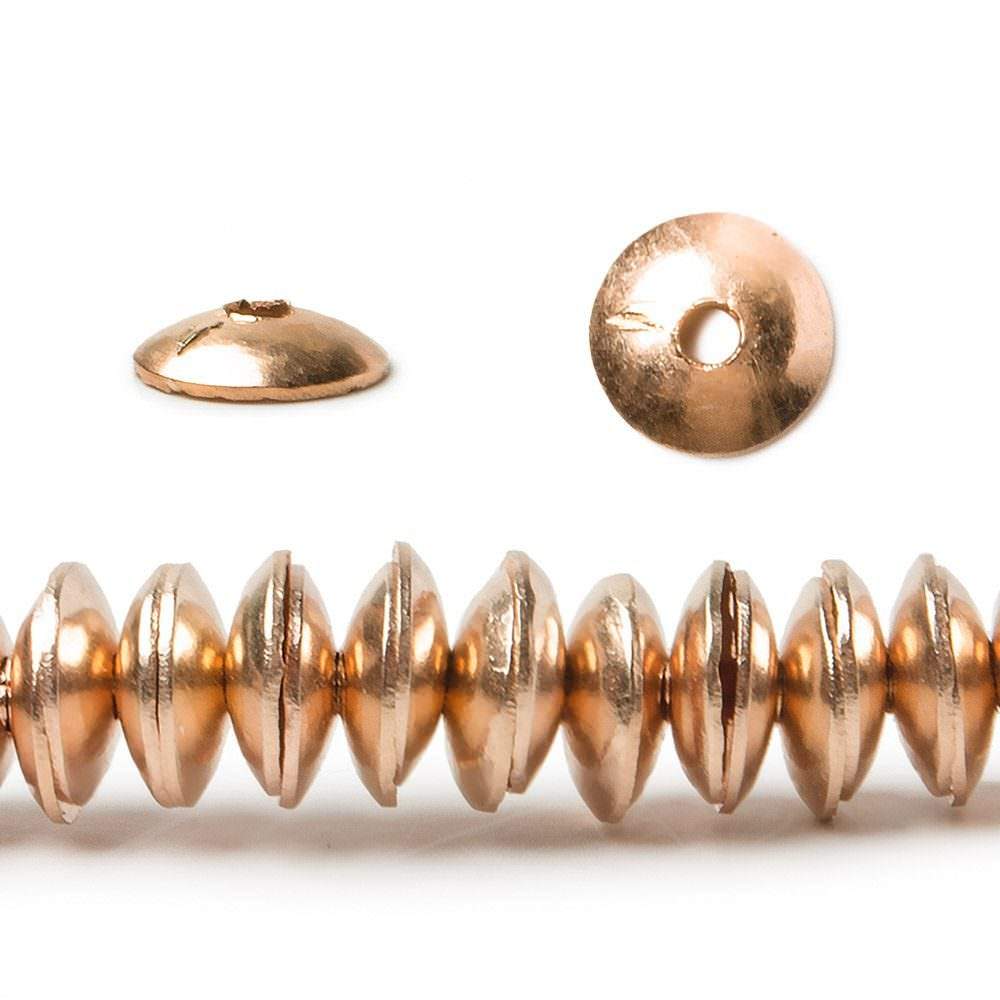 6mm Rose Gold plated Copper plain Bead Cap 8 inch 148 pieces - Beadsofcambay.com