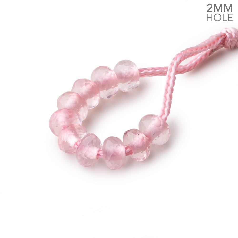 6mm Rose Quartz 2mm Large Hole Faceted Rondelle Bead Set of 10 - Beadsofcambay.com