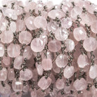 6mm Rose Quartz faceted coin Black Gold plated Chain by the foot 23 pieces - Beadsofcambay.com