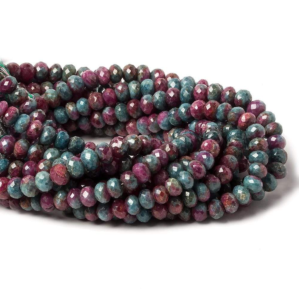 6mm Ruby in Zoisite faceted rondelle beads 8 inch 45 pieces - Beadsofcambay.com