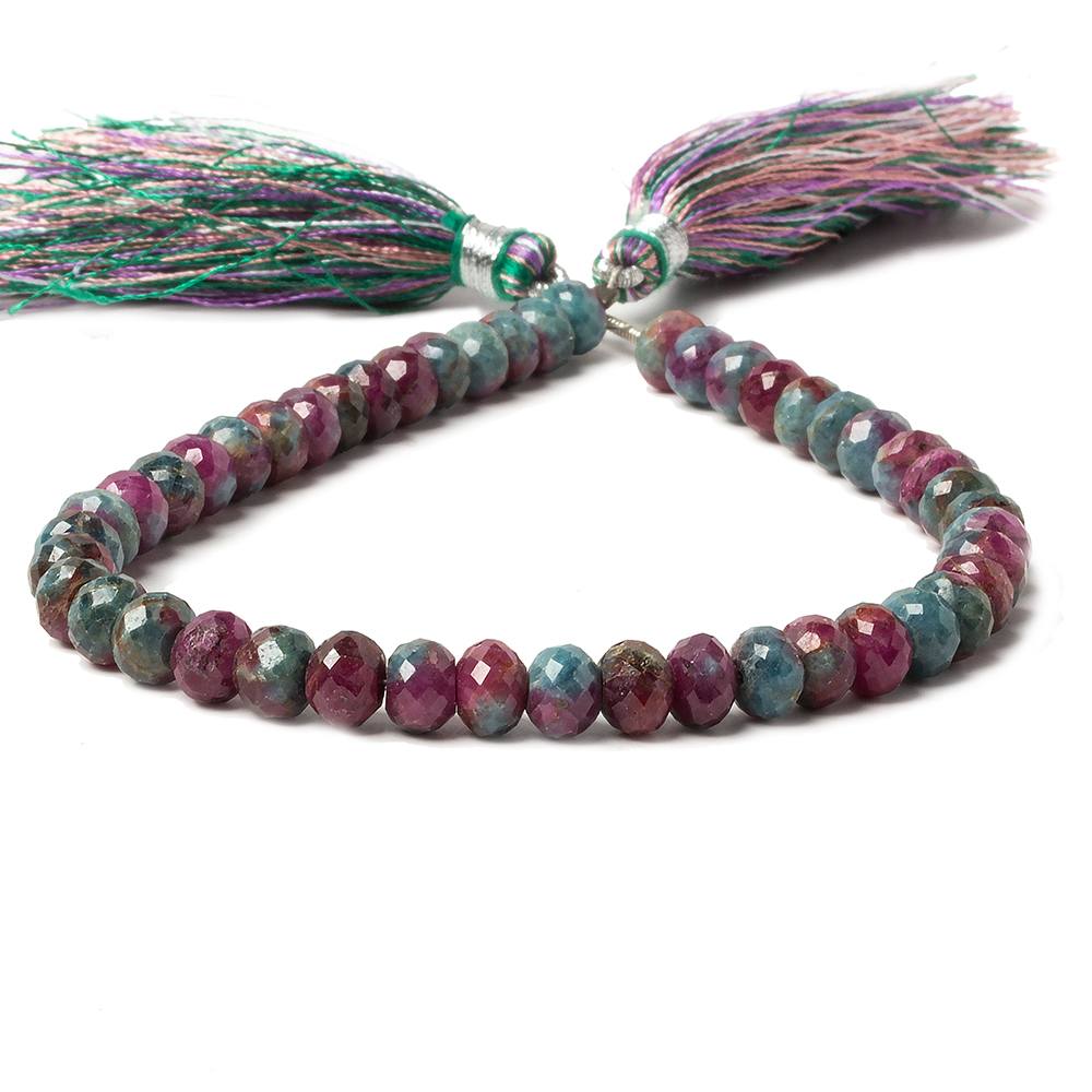 6mm Ruby in Zoisite faceted rondelle beads 8 inch 45 pieces - Beadsofcambay.com