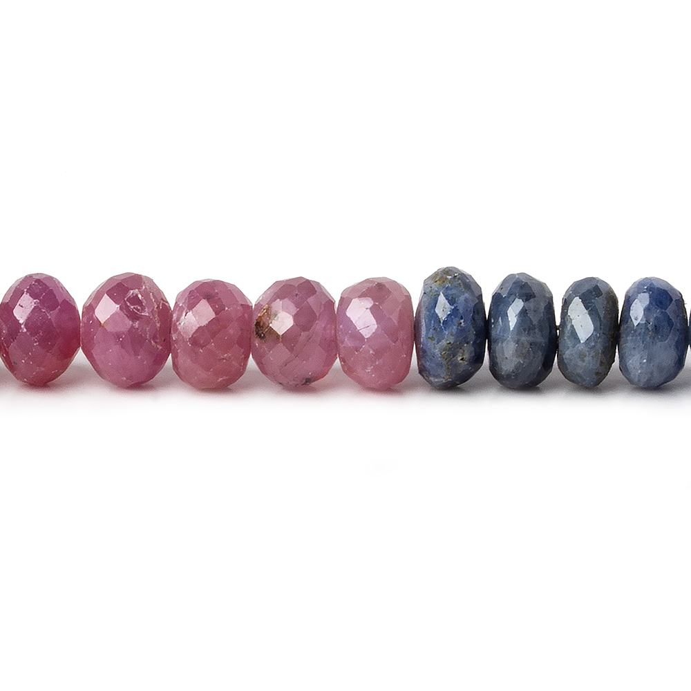 6mm Ruby & Sapphire faceted rondelle beads 8 inch 46 pieces - Beadsofcambay.com