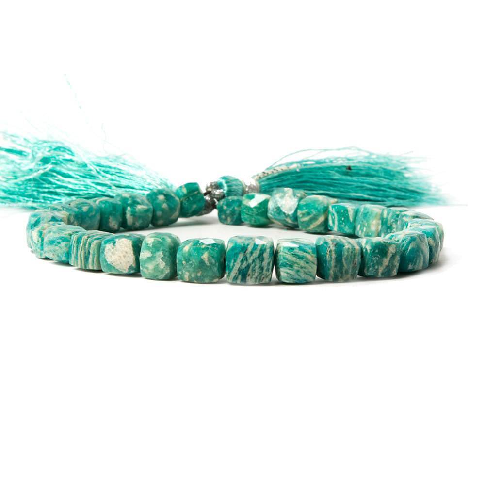 6mm Russian Amazonite Faceted Cube Beads 8 inch 30 pieces - Beadsofcambay.com