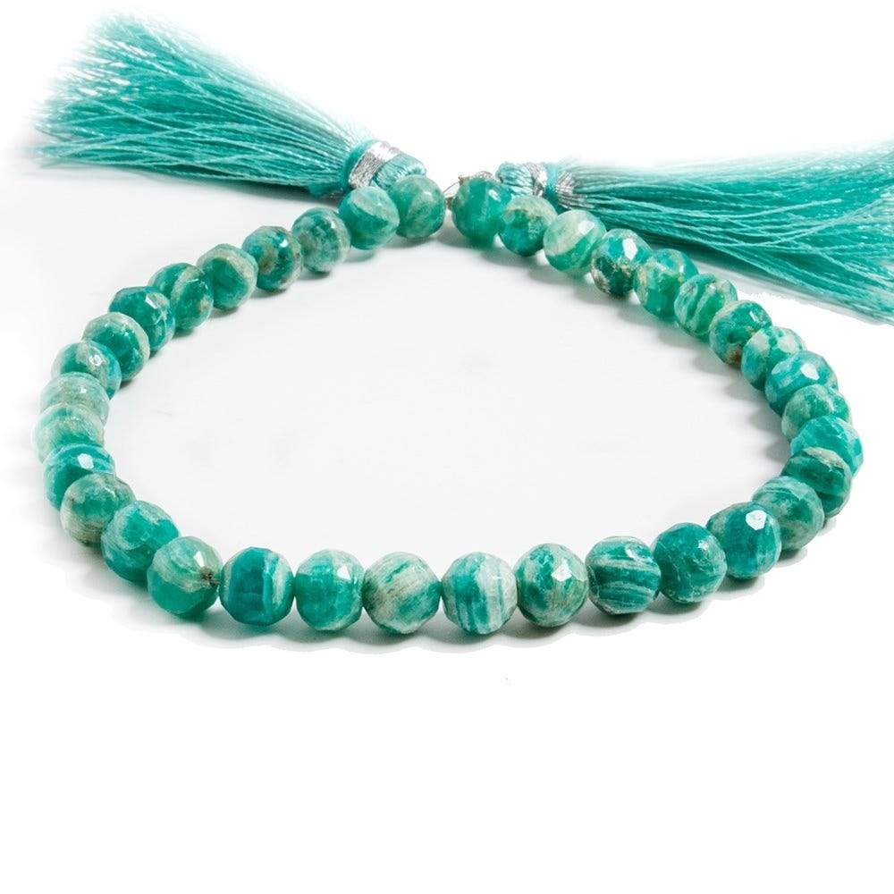6mm Russian Amazonite faceted round beads 8 inch 36 pieces - Beadsofcambay.com