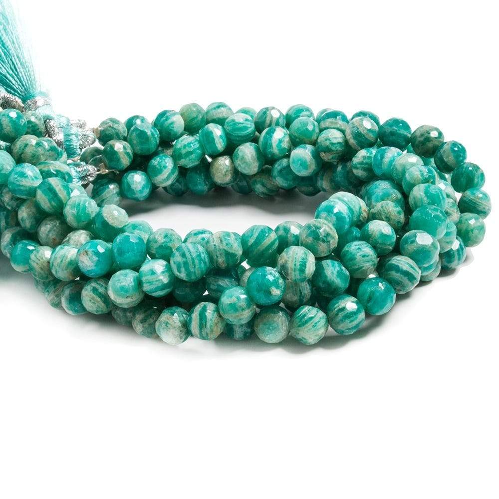 6mm Russian Amazonite faceted round beads 8 inch 36 pieces - Beadsofcambay.com