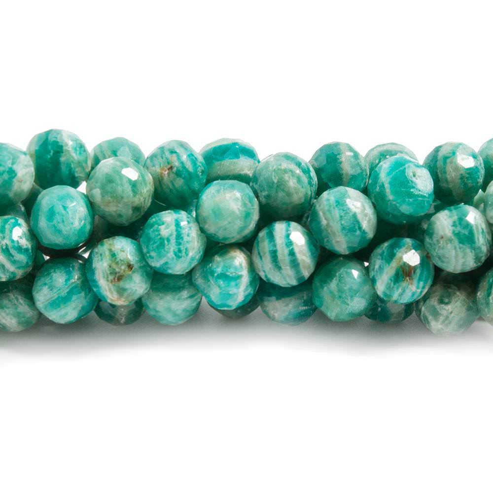 6mm Russian Amazonite faceted round beads 8 inch 36 pieces - Beadsofcambay.com