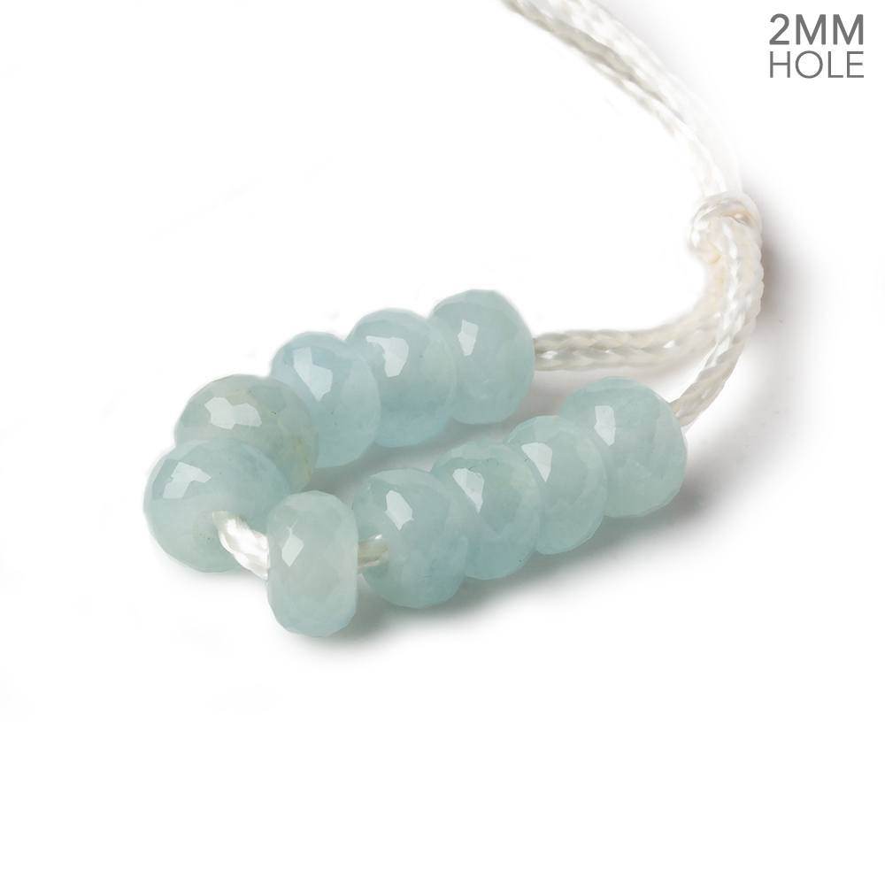 6mm SeaBlue Chalcedony 2mm Large Hole Faceted Rondelle Set of 10 Beads - Beadsofcambay.com