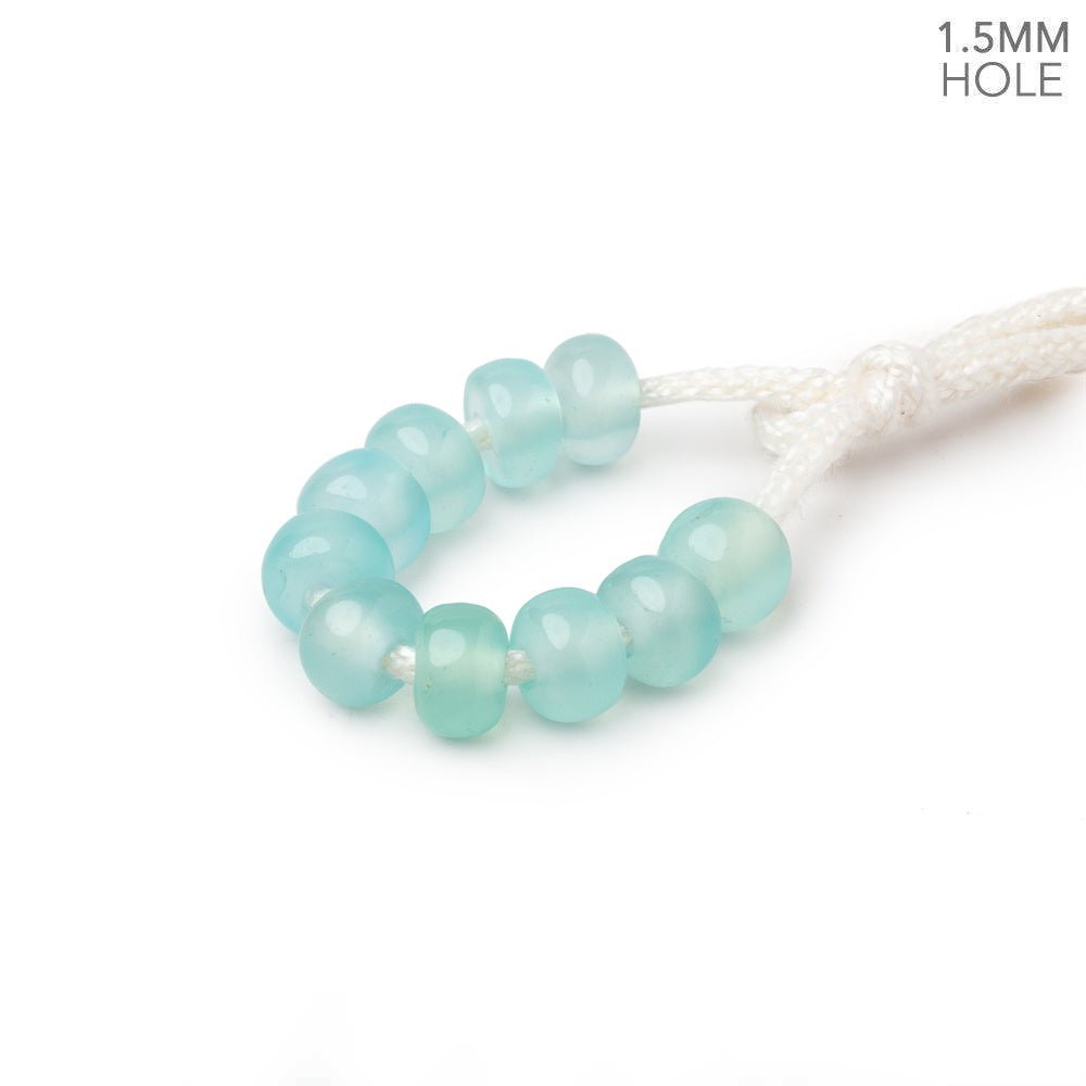 6mm Seafoam Blue Chalcedony 1.5mm Large Hole Plain Rondelle Set of 10 - Beadsofcambay.com