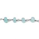 6mm Seafoam Blue Chalcedony faceted rondelle Black Gold Chain by the foot 33 beads - Beadsofcambay.com
