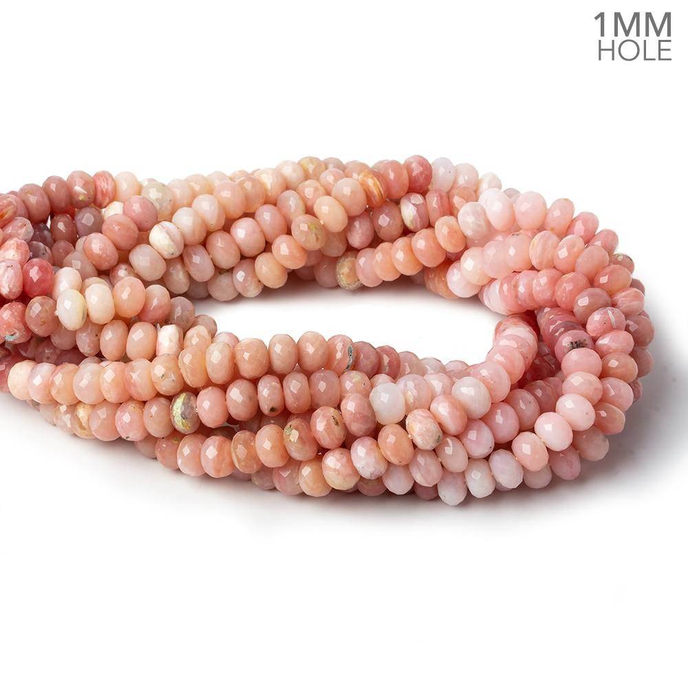 6mm Shaded Pink Peruvian Opal faceted rondelle 1mm hole beads 14.5 inch 78 pieces - Beadsofcambay.com