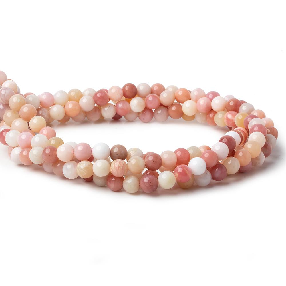 6mm Shaded Pink Peruvian Opal plain rounds 16 inch 67 beads AA - Beadsofcambay.com