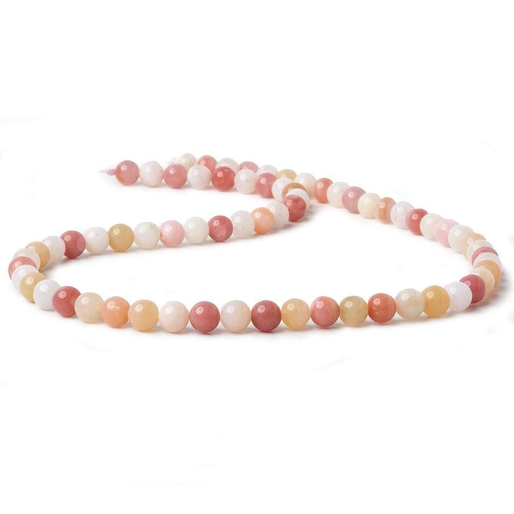 6mm Shaded Pink Peruvian Opal plain rounds 16 inch 67 beads AA - Beadsofcambay.com