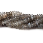 6mm Shaded Platinum Grey Moonstone faceted rondelle 15.5 in. 153 beads - Beadsofcambay.com