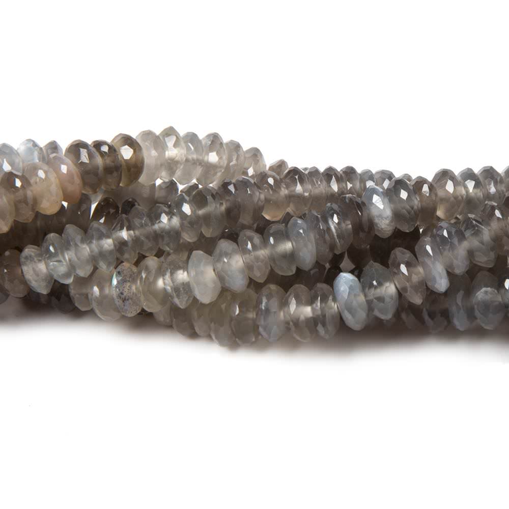 6mm Shaded Platinum Grey Moonstone faceted rondelle 15.5 in. 153 beads - Beadsofcambay.com