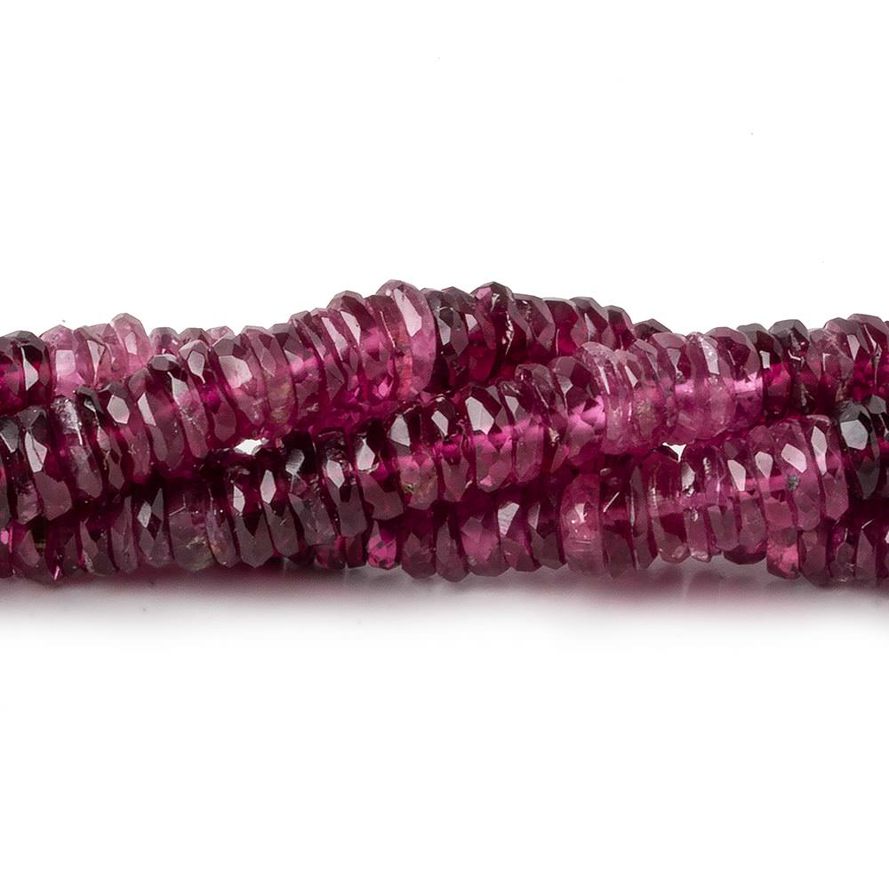 6mm Shaded Rubelite Tourmaline faceted heshi 13.5 inch AAA - Beadsofcambay.com
