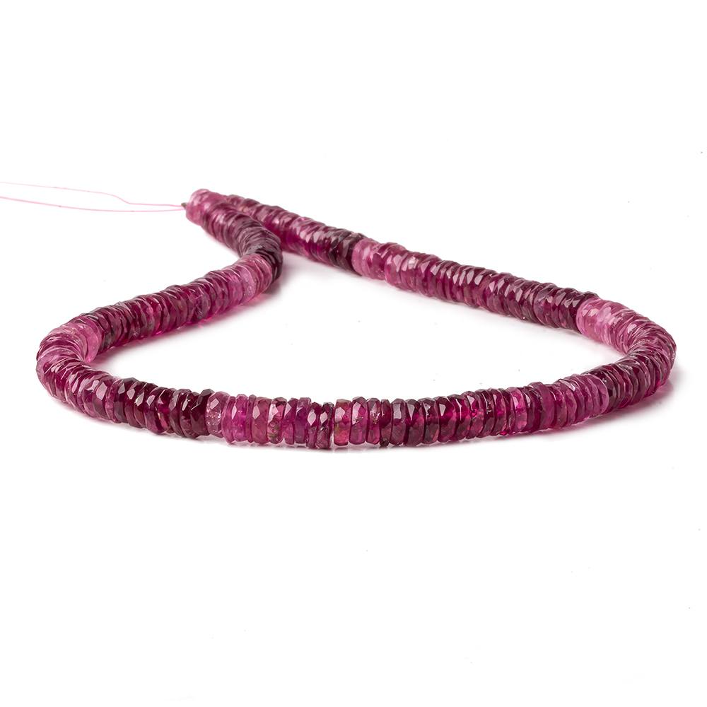 6mm Shaded Rubelite Tourmaline faceted heshi 13.5 inch AAA - Beadsofcambay.com