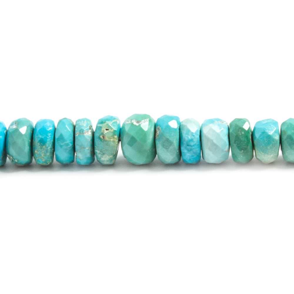 6mm Shaded Turquoise faceted rondelle beads 8 inch 63 pieces - Beadsofcambay.com