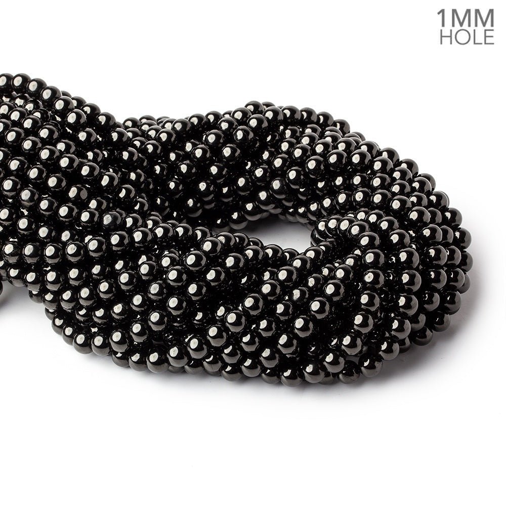 6mm Shungite plain round beads 15.5 inch 63 pieces 1mm hole - Beadsofcambay.com