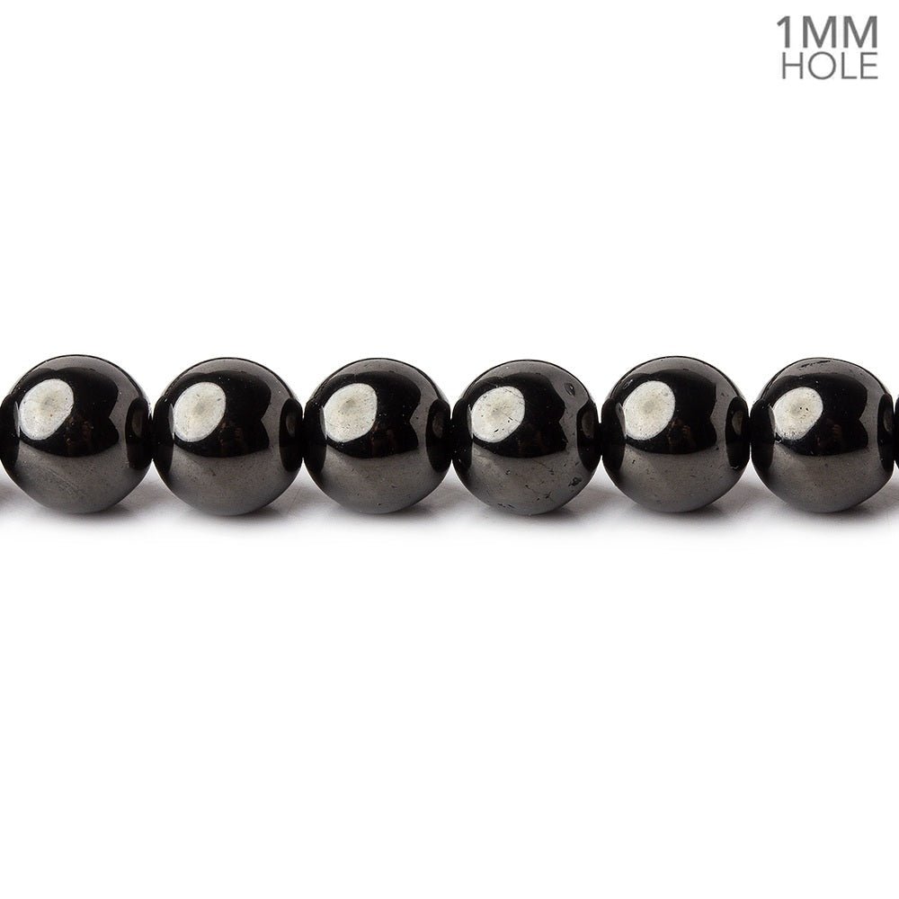 6mm Shungite plain round beads 15.5 inch 63 pieces 1mm hole - Beadsofcambay.com