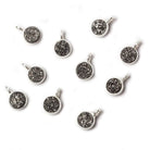 6mm Silver .925 Bezel Black Micro Drusy Coin Pendant 1 piece with side facing ring - Beadsofcambay.com