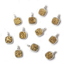 6mm Silver .925 Bezel Gold Micro Drusy Square Pendant 1 piece with side facing ring - Beadsofcambay.com
