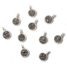 6mm Silver .925 Bezel Platinum Micro Drusy Coin Pendant 1 piece with side facing ring - Beadsofcambay.com