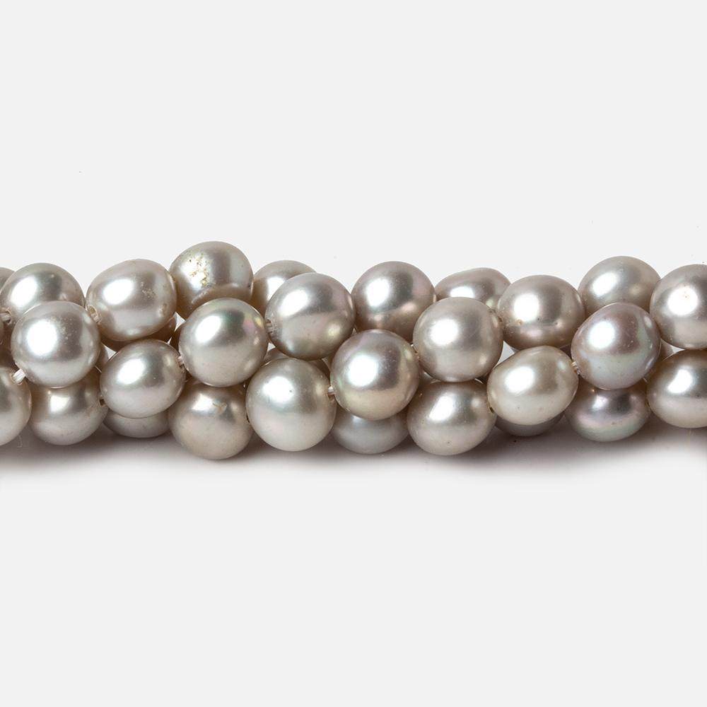 6mm Silver Button Freshwater Pearl Beads 15.5 inch 61 pieces A - Beadsofcambay.com
