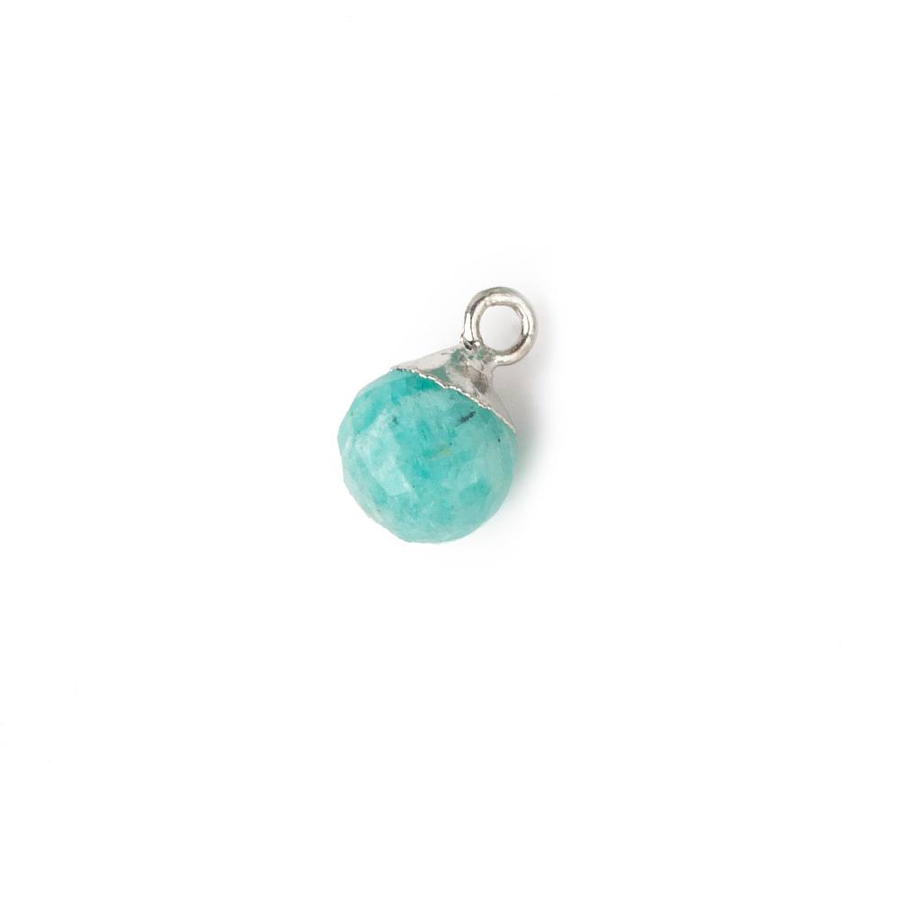 6mm Silver Leafed Amazonite Candy Kiss focal bead Pendant sold as 1 piece - Beadsofcambay.com