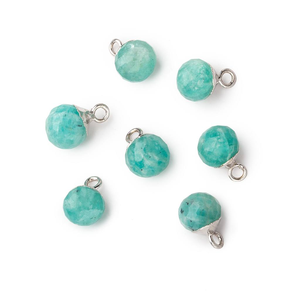 6mm Silver Leafed Amazonite Candy Kiss focal bead Pendant sold as 1 piece - Beadsofcambay.com