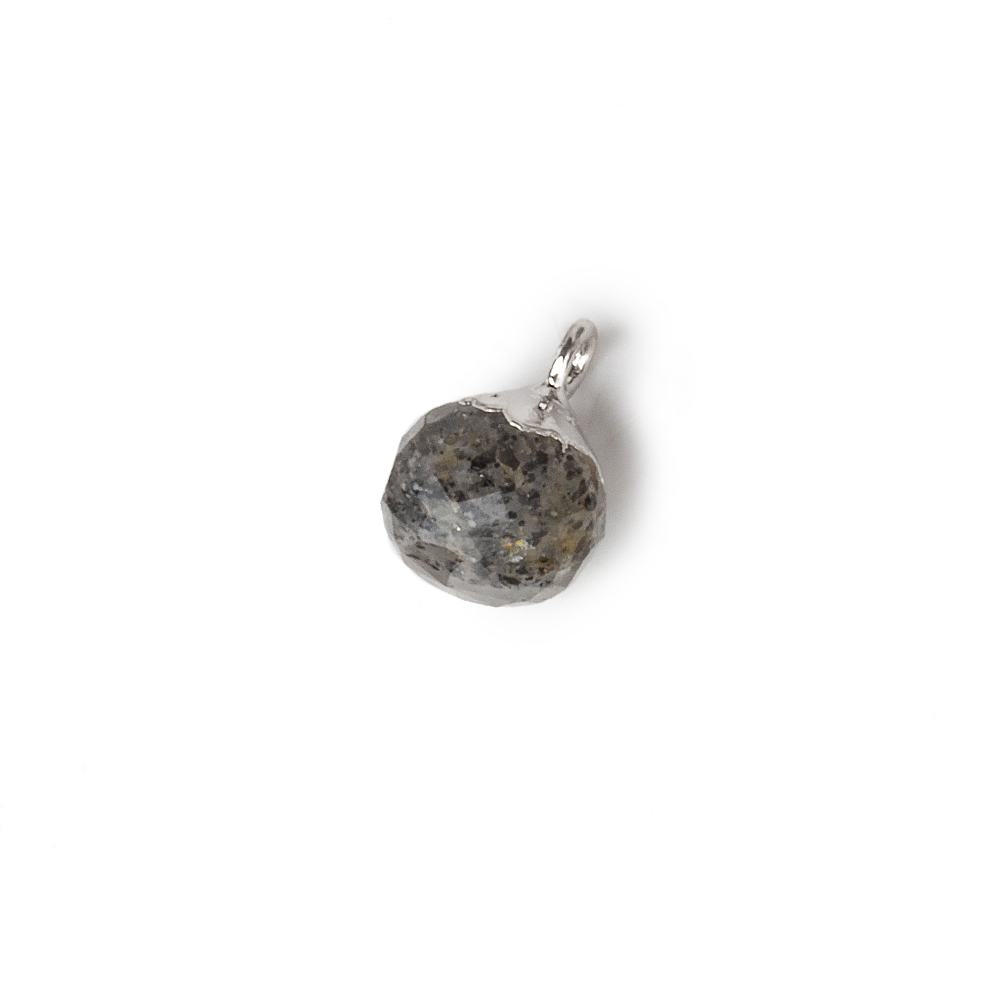 6mm Silver Leafed Celestial Quartz Faceted Candy Kiss Pendant 1 focal bead - Beadsofcambay.com