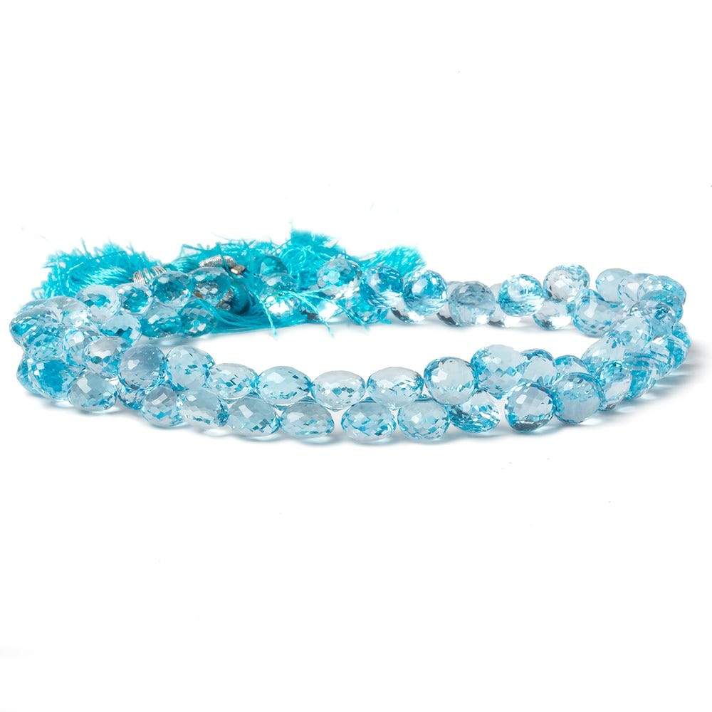 6mm Sky Blue Topaz Faceted Candy Kiss Beads 9 inch 68 pieces - Beadsofcambay.com