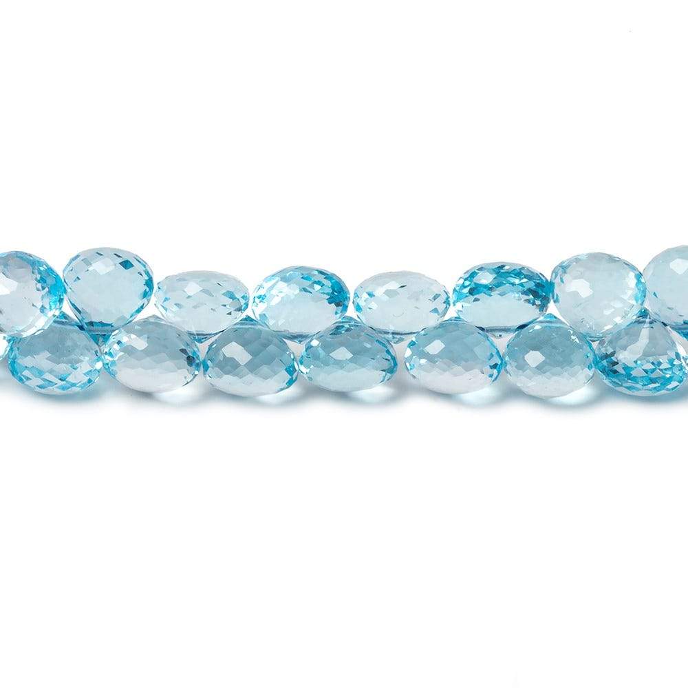 6mm Sky Blue Topaz Faceted Candy Kiss Beads 9 inch 68 pieces - Beadsofcambay.com