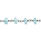 6mm Sky Blue Topaz faceted rondelle Black Gold .925 Silver Chain by the foot 33 beads AAA - Beadsofcambay.com