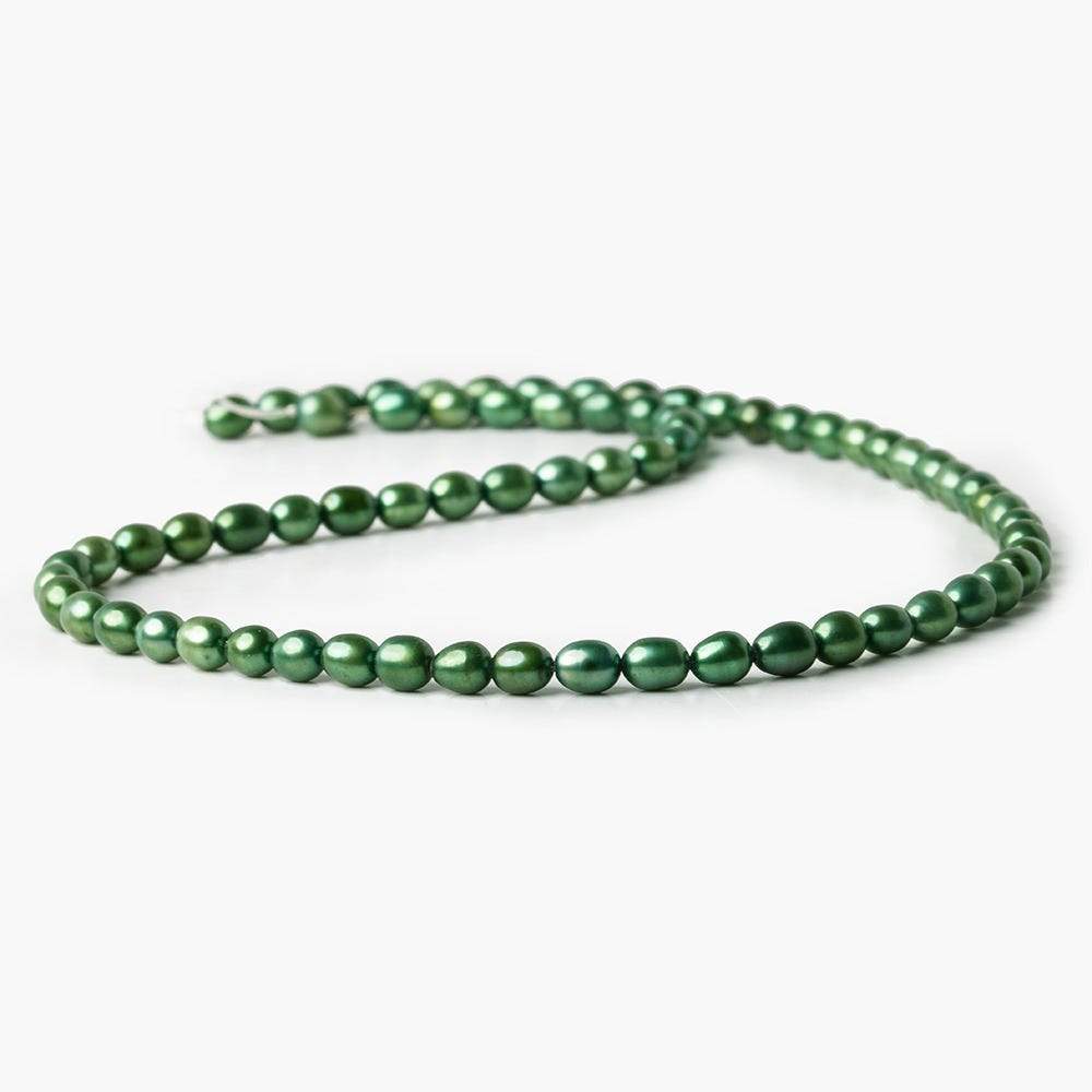 6mm Spearmint Green Straight Drilled Oval Pearls, 15 inch, 65 pieces - Beadsofcambay.com