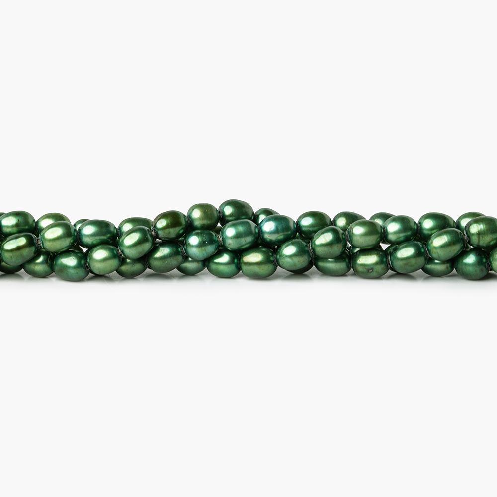6mm Spearmint Green Straight Drilled Oval Pearls, 15 inch, 65 pieces - Beadsofcambay.com