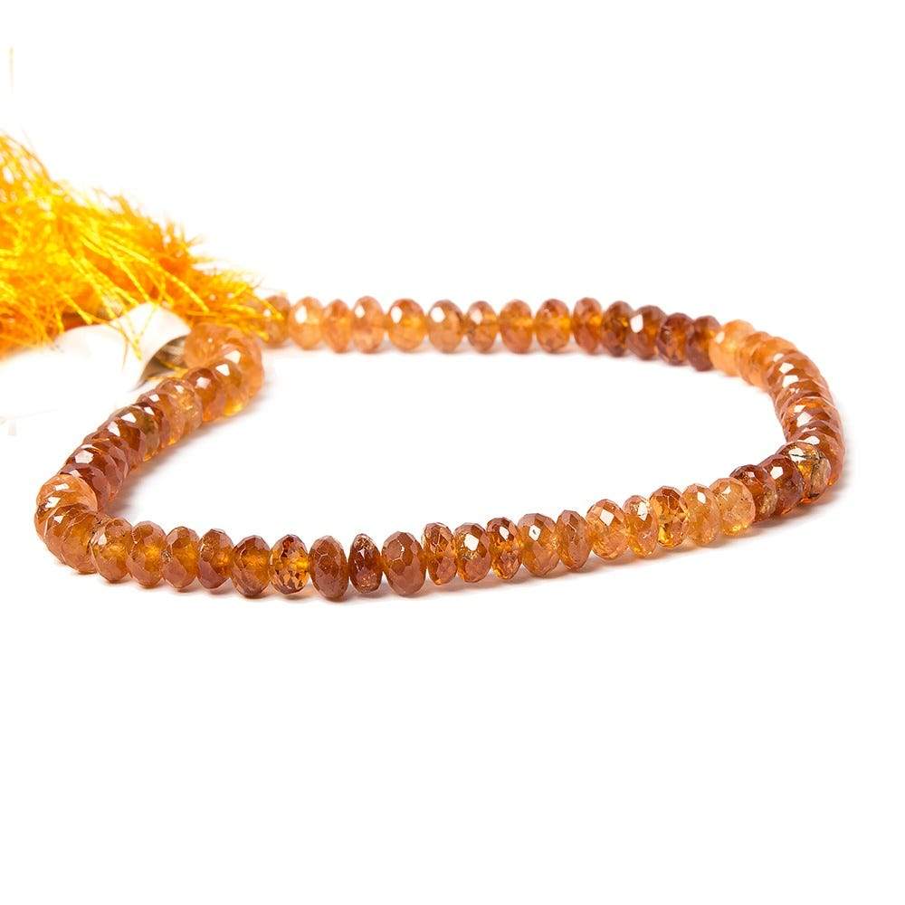 6mm Spessartite (Mandarin) Garnet Faceted Rondelle 9 inch 70 pieces - Beadsofcambay.com