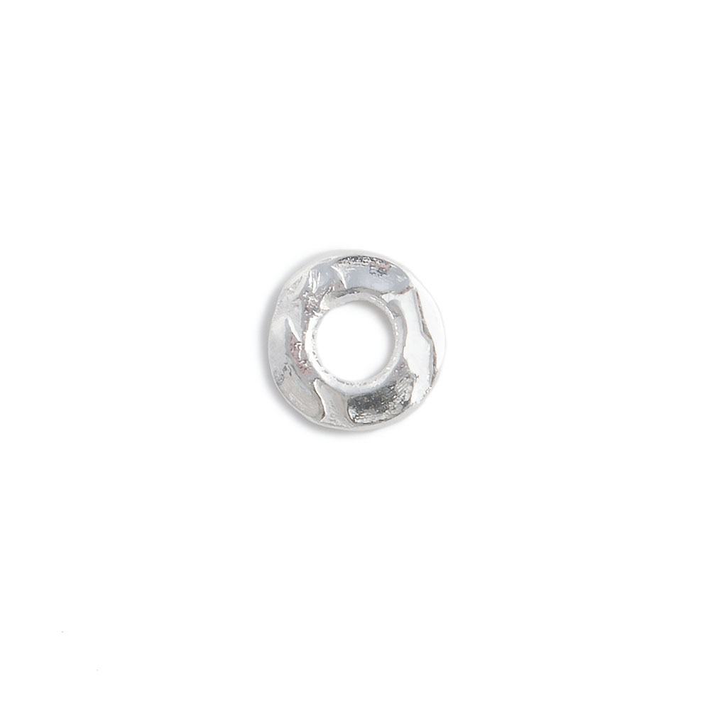 6mm Sterling Silver Hammered Jump Ring Connector 2.5mm ID Set of 10 pieces - Beadsofcambay.com