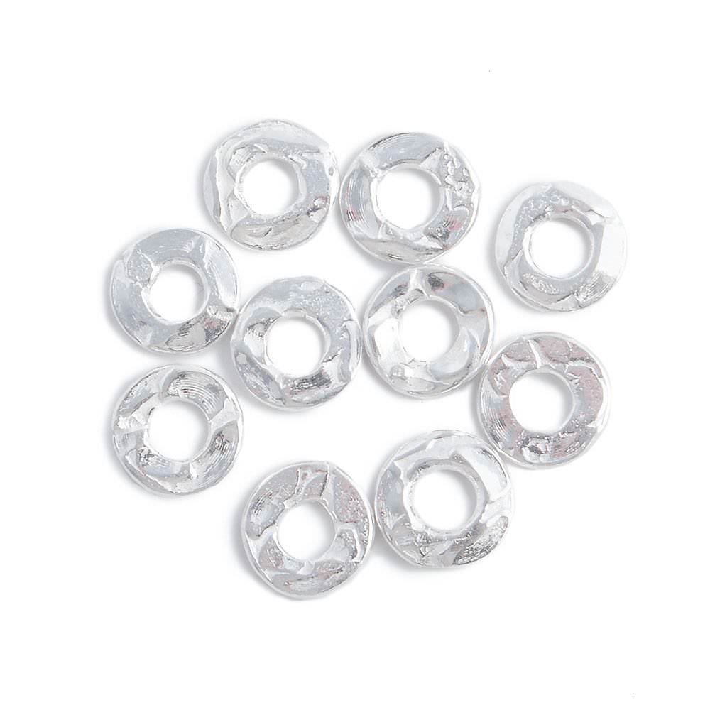 6mm Sterling Silver Hammered Jump Ring Connector 2.5mm ID Set of 10 pieces - Beadsofcambay.com