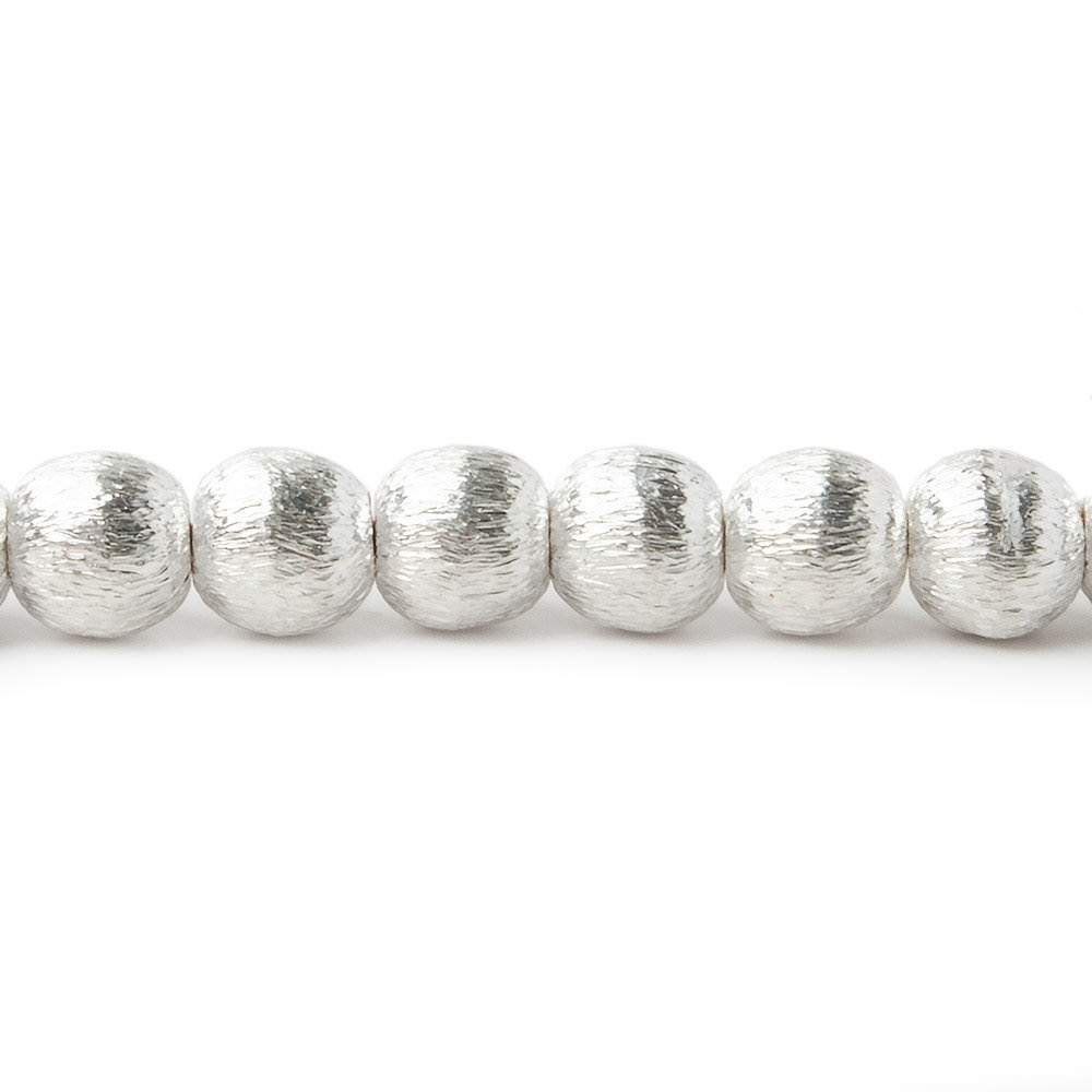 6mm Sterling Silver Plated Copper Brushed Round Beads 8 inch 38 beads - Beadsofcambay.com