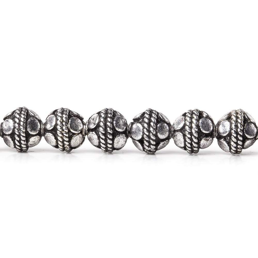 6mm Sterling Silver Plated Copper Round Antiqued Bali Design 8 inch 33 pcs - Beadsofcambay.com