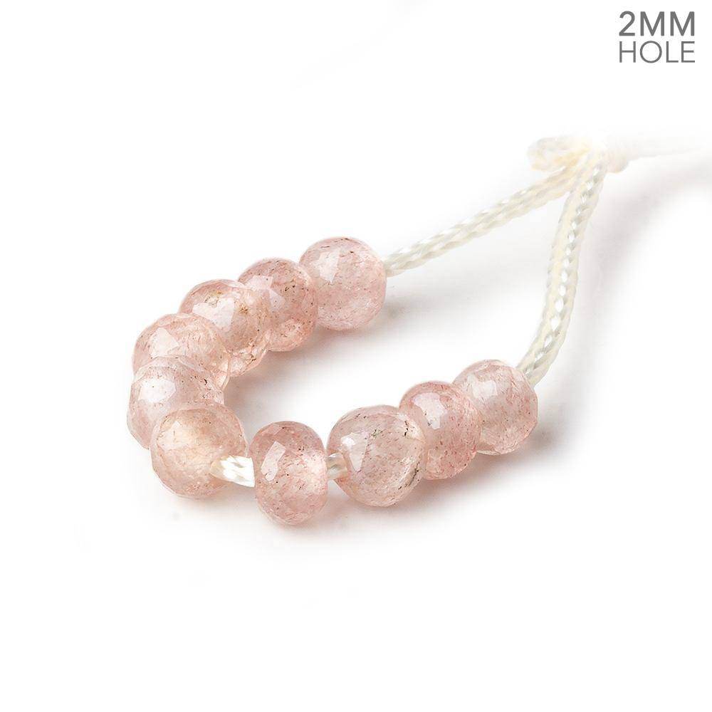 6mm Strawberry Quartz 2mm Large Hole Faceted Rondelle Set of 10 Beads - Beadsofcambay.com