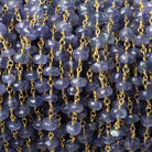 6mm Tanzanite faceted rondelle Vermeil Chain by the foot 36 pieces - Beadsofcambay.com