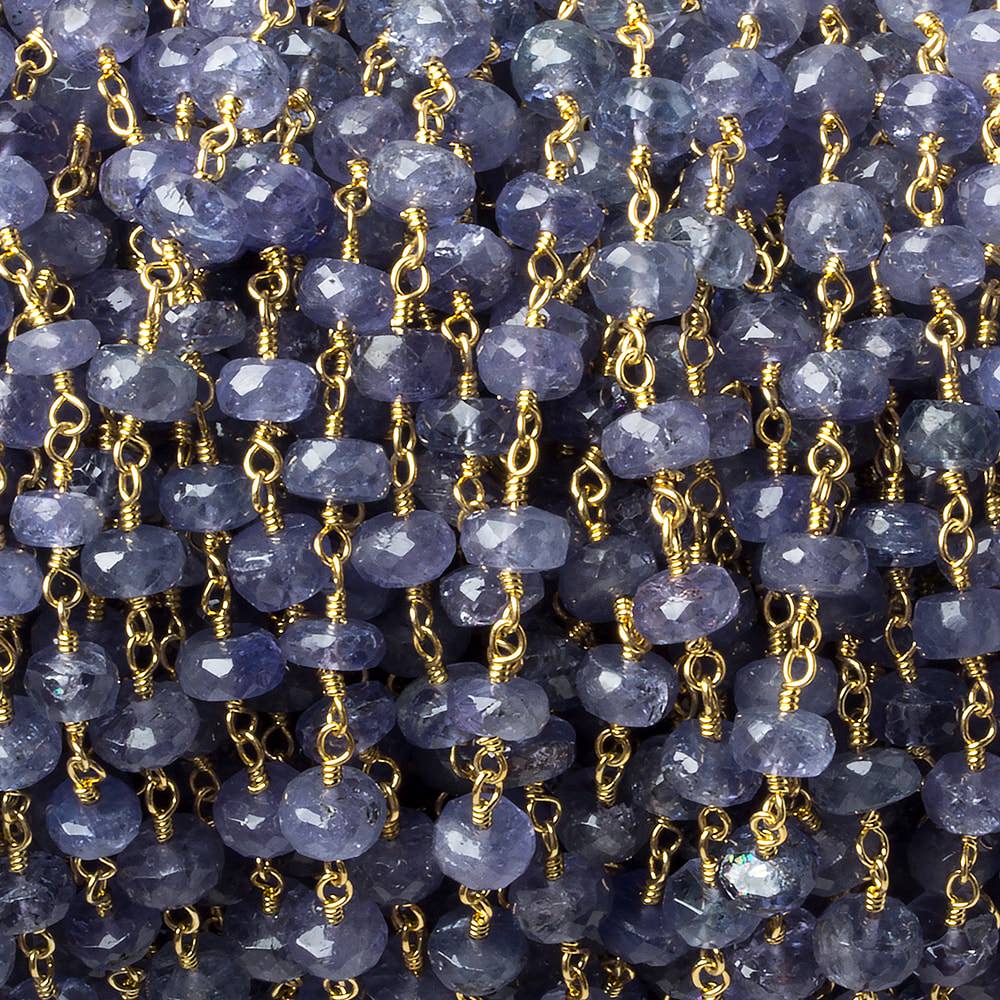 6mm Tanzanite faceted rondelle Vermeil Chain by the foot 36 pieces - Beadsofcambay.com