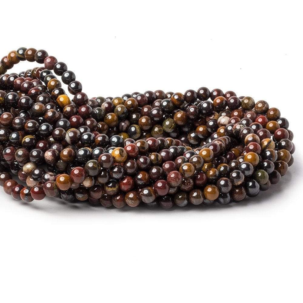 6mm Tiger Iron plain round beads 15 inch 60 pieces - Beadsofcambay.com