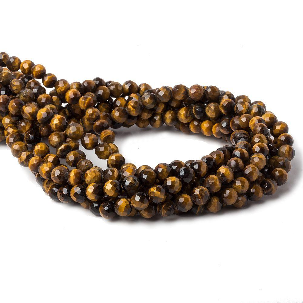 6mm Tiger's Eye Faceted Round Beads 15.5 inch 65 pieces - Beadsofcambay.com